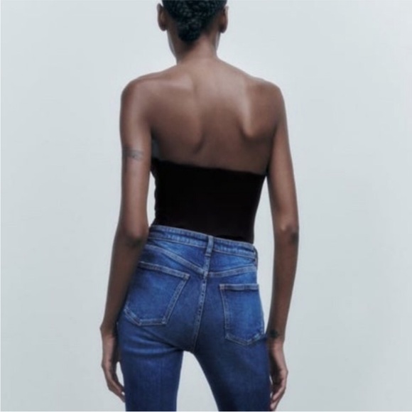 ZARA BLACK BUSTIER CORSET STRAPLESS BODYSUIT WOMENS XSMALL NWOT - Picture 2 of 9